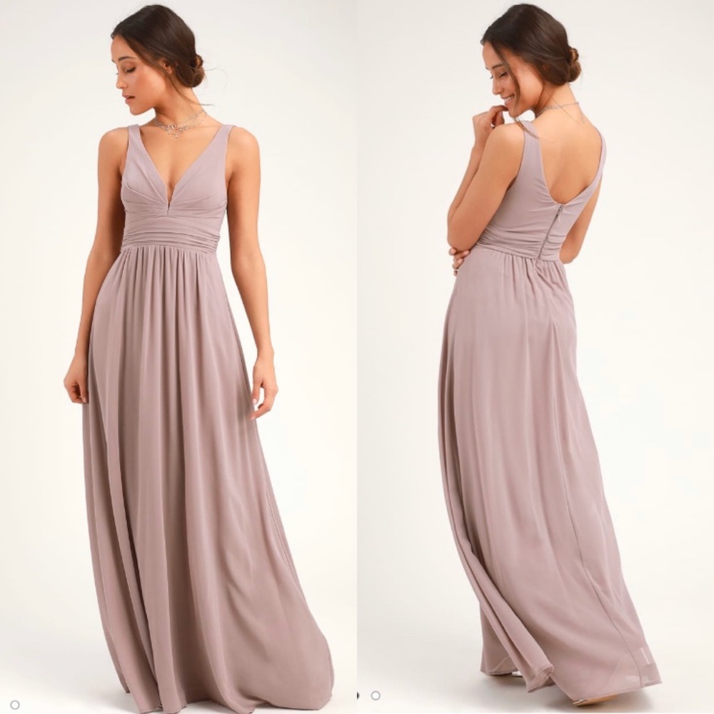 NWOT Lulu’s taupe maxi dress size small